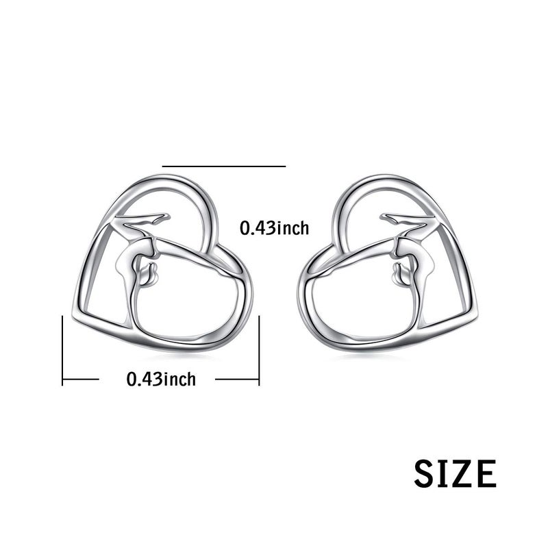 DAOCHONG S925 Sterling Silver Gymnastics Sport Love Heart Charm Stud Earrings Inspirational Jewelry Gifts for Womenï¼ŒGymnasts, Coaches - Image 5